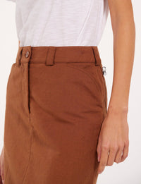 5qty RELIQUAT 65€ 20%  / Jupe droite Anny en lin - Brown