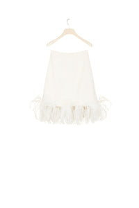 Short tweed skirt with feathers - Sand