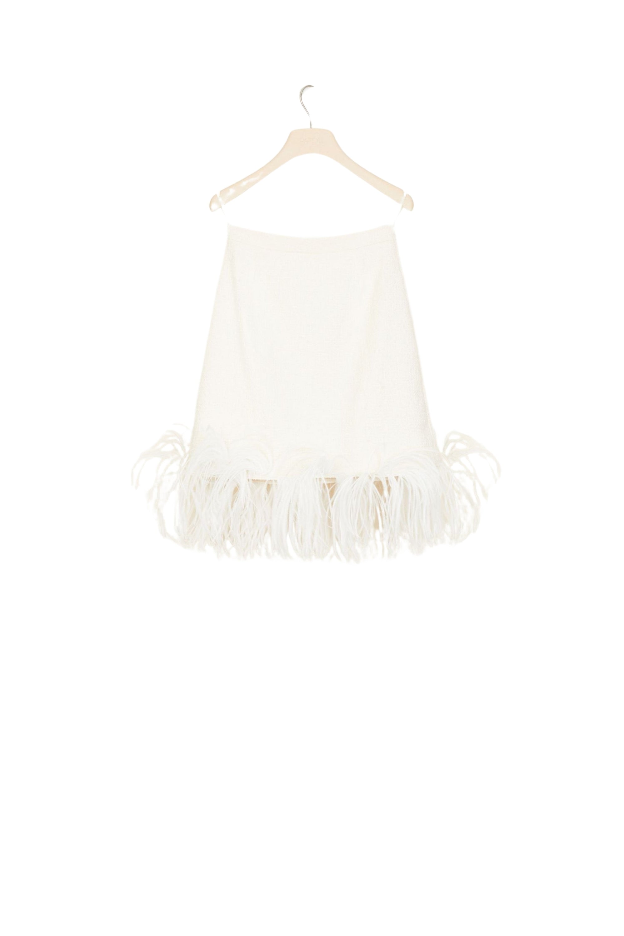 Short tweed skirt with feathers - Sand