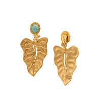 Botanica earrings gilded with fine gold and Amazonite - Green