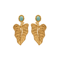 Botanica earrings gilded with fine gold and Amazonite - Green