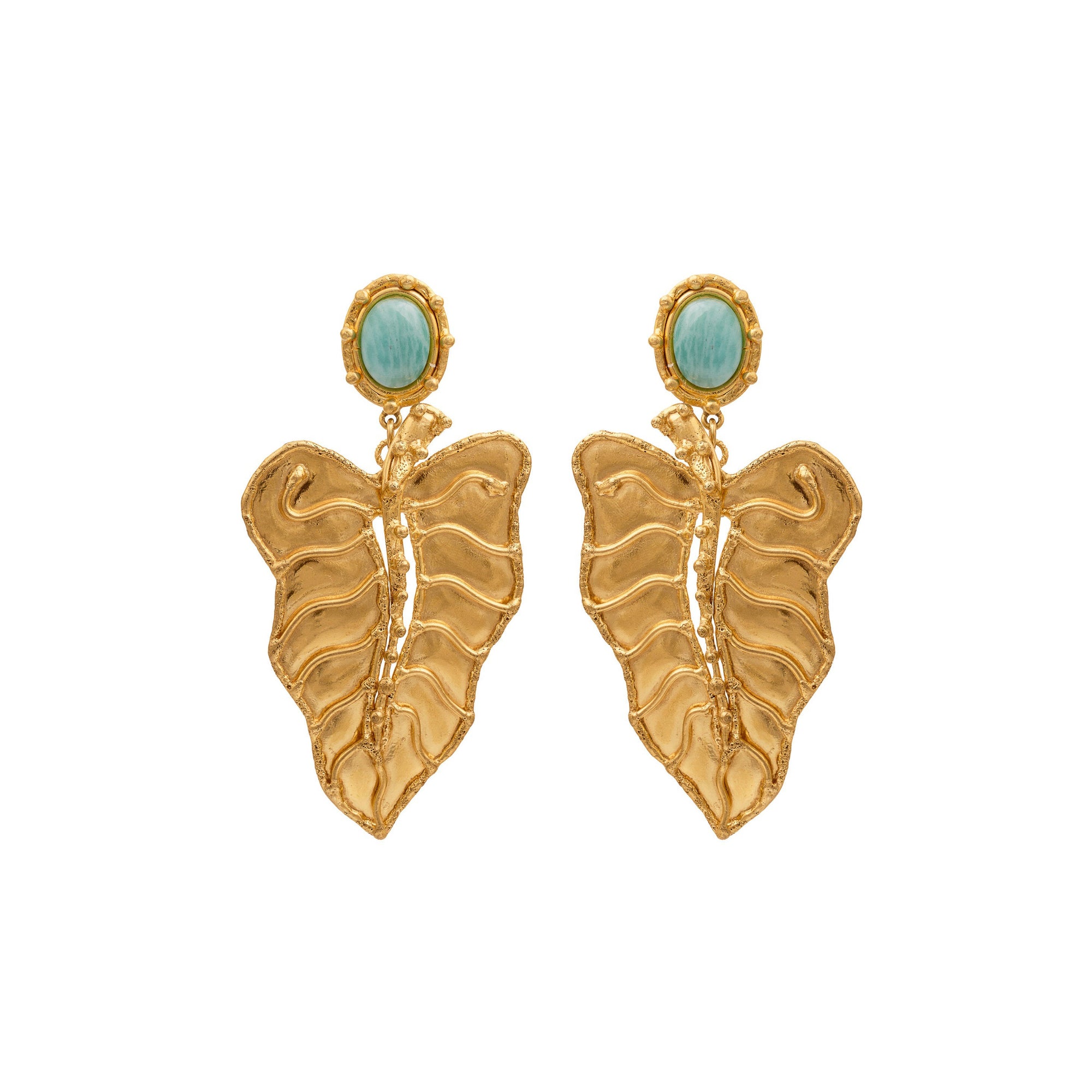 Botanica earrings gilded with fine gold and Amazonite - Green