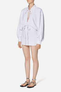 Robe courte avec cordons de serrage - White