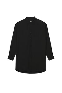 Robe chemise asymétrique à poignets boutonnés - Black