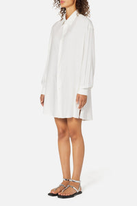 Robe chemise asymétrique à poignets boutonnés - White
