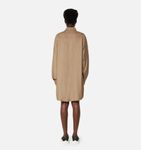 Robe chemise asymétrique à poignets boutonnés - Taupe