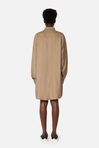 Robe chemise asymétrique à poignets boutonnés - Taupe