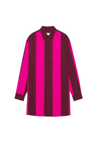 Robe chemise à rayures épaisses - Bordeaux & Fuchsia
