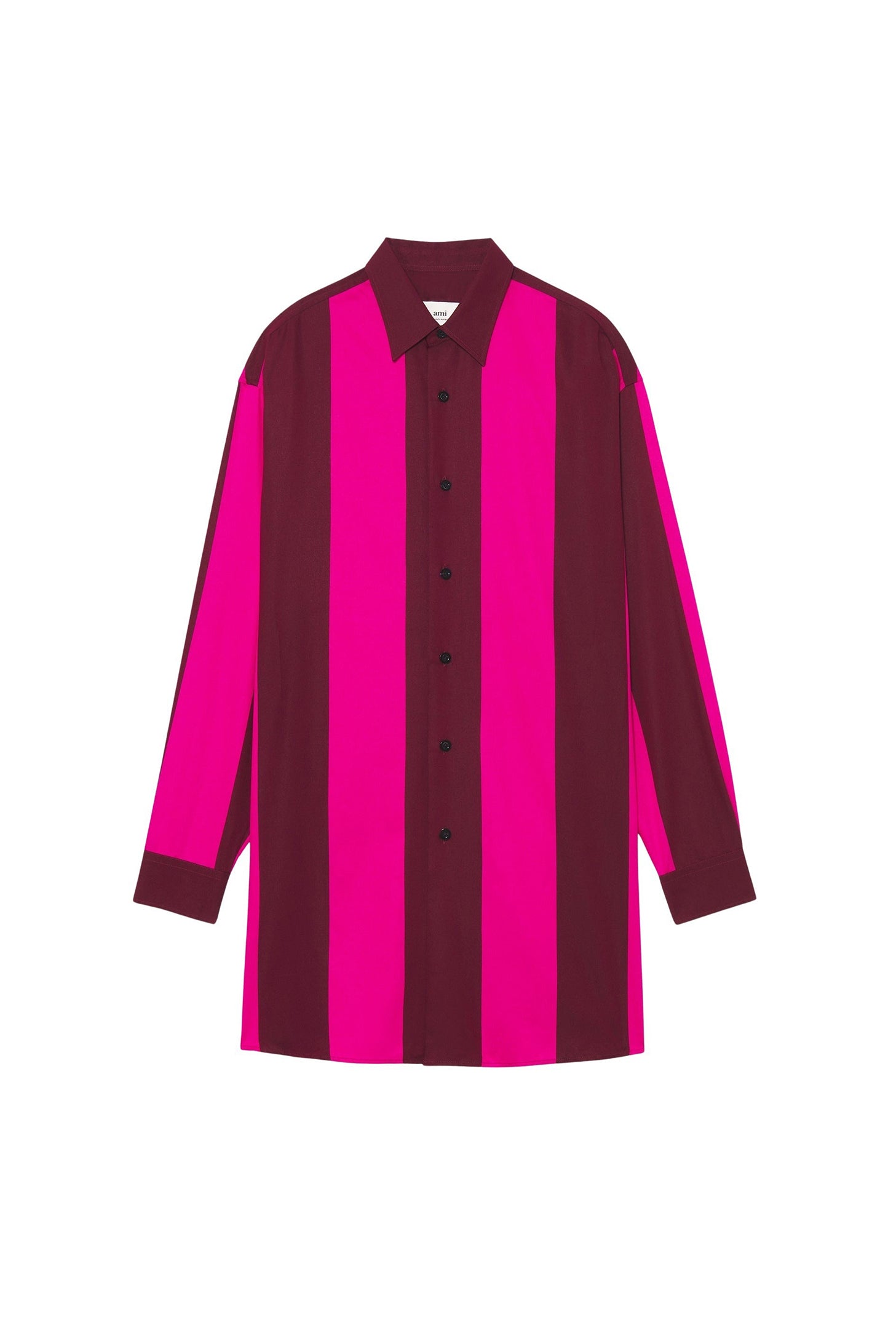 Robe chemise à rayures épaisses - Bordeaux & Fuchsia