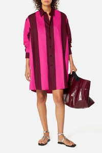 Robe chemise à rayures épaisses - Bordeaux & Fuchsia