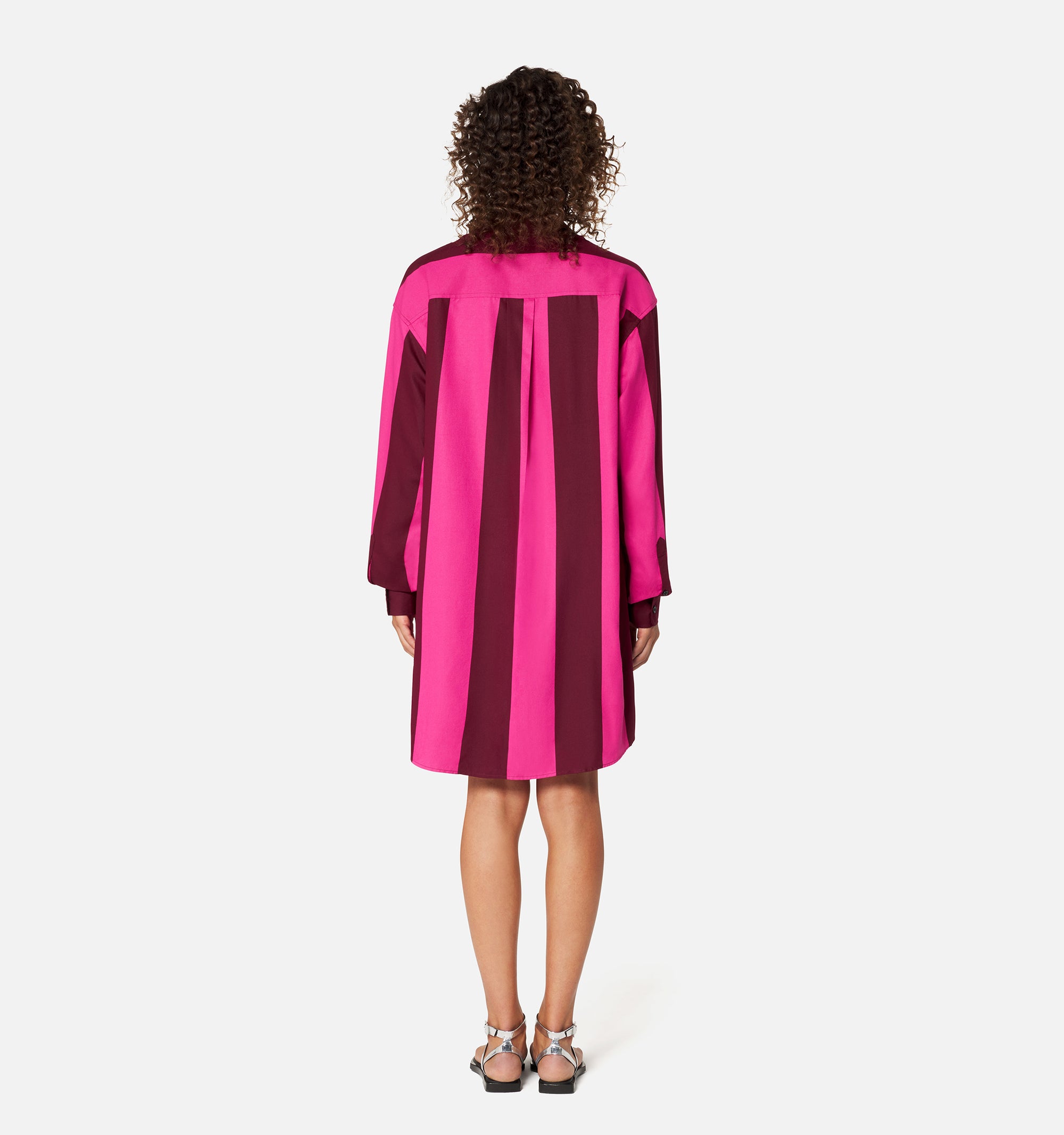 Robe chemise à rayures épaisses - Bordeaux & Fuchsia