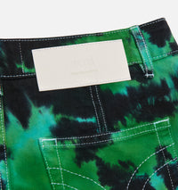 Jupe courte tie and dye en denim - Green & White