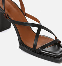 Sandales à talons avec bride 75 en cuir - Black