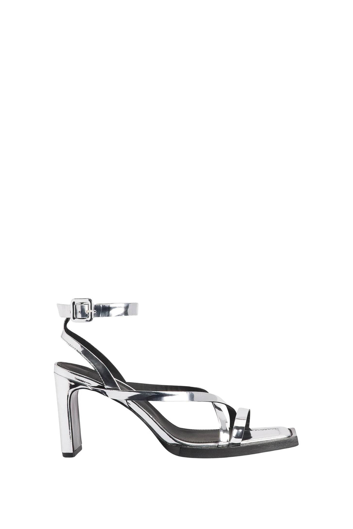 Sandales à talons avec bride 75 en cuir - Silver