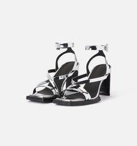 Sandales à talons avec bride 75 en cuir - Silver