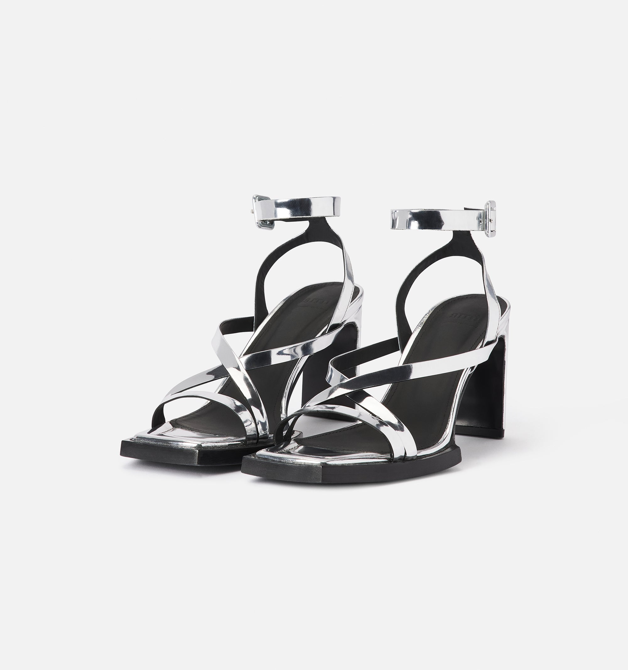 Sandales à talons avec bride 75 en cuir - Silver