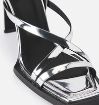 Sandales à talons avec bride 75 en cuir - Silver
