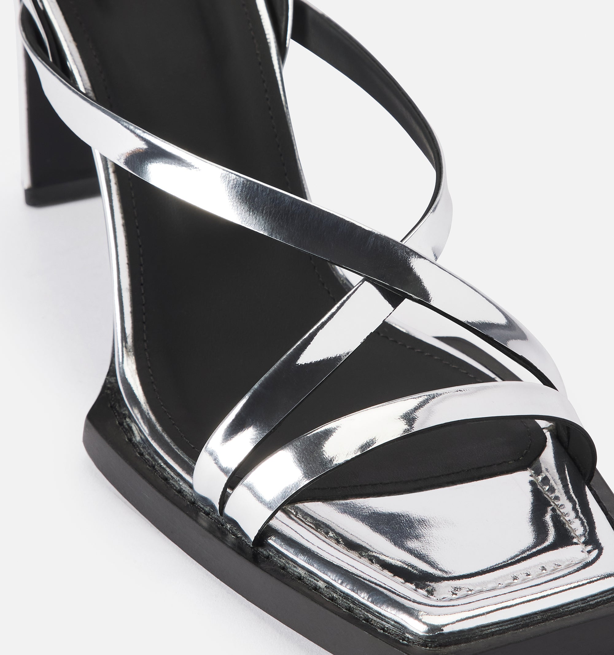 Sandales à talons avec bride 75 en cuir - Silver