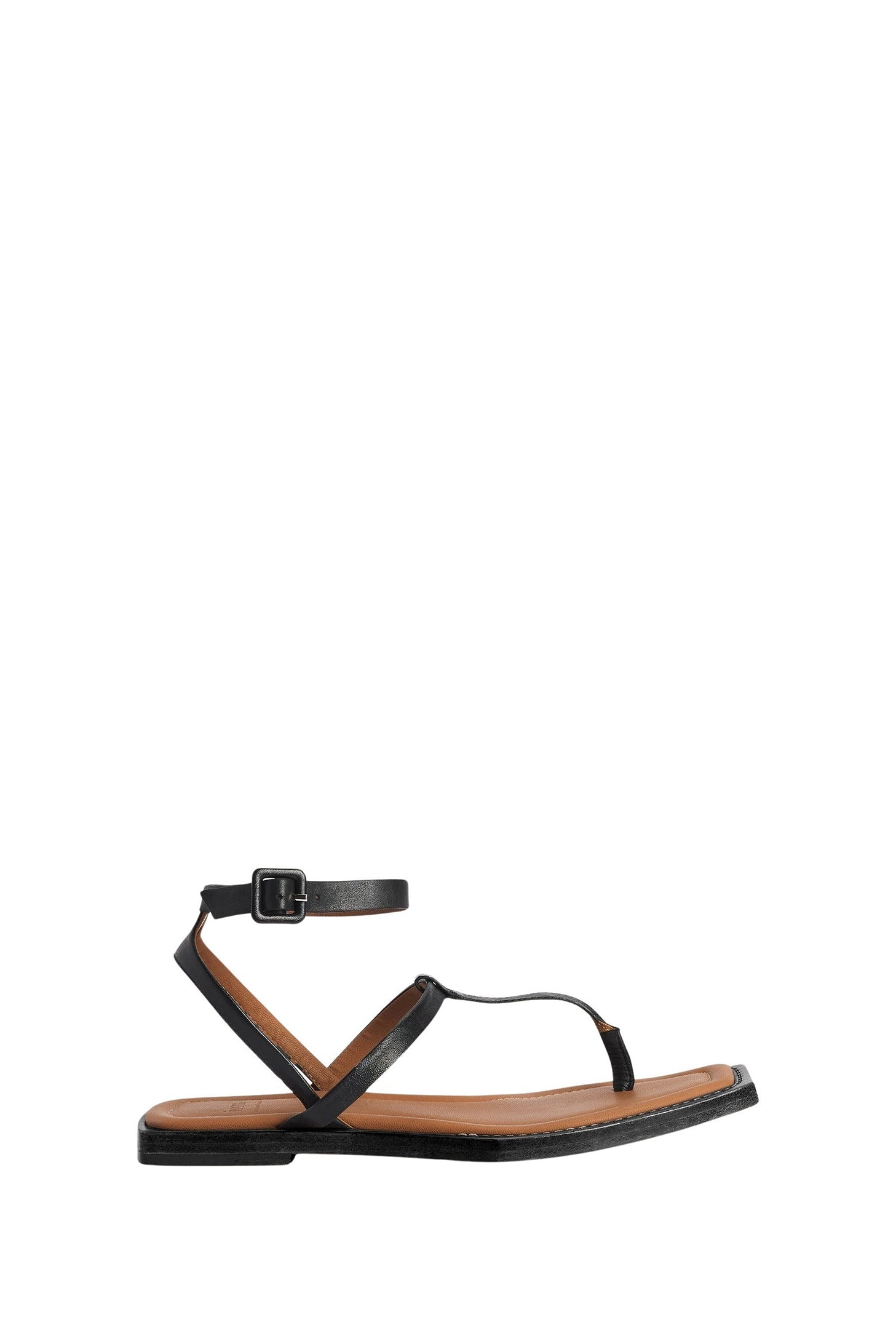 Sandales plates avec bride en cuir - Black