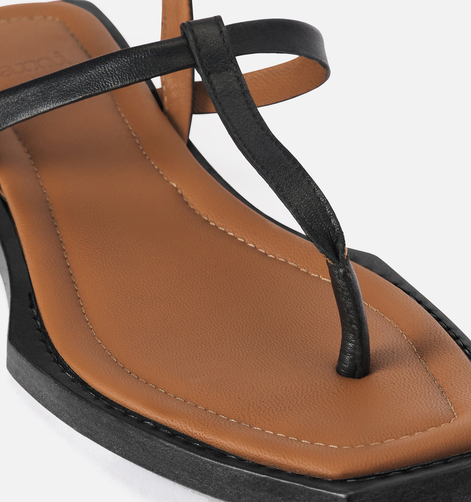 Sandales plates avec bride en cuir - Black