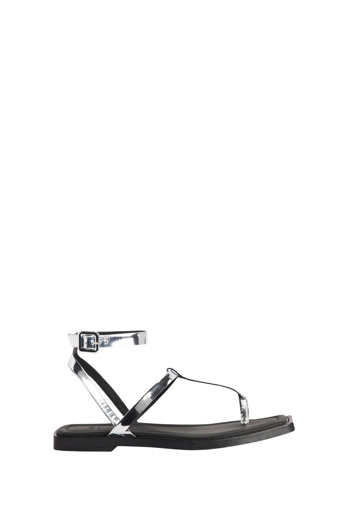 Sandales plates avec bride en cuir - Silver