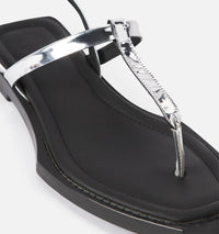 Sandales plates avec bride en cuir - Silver