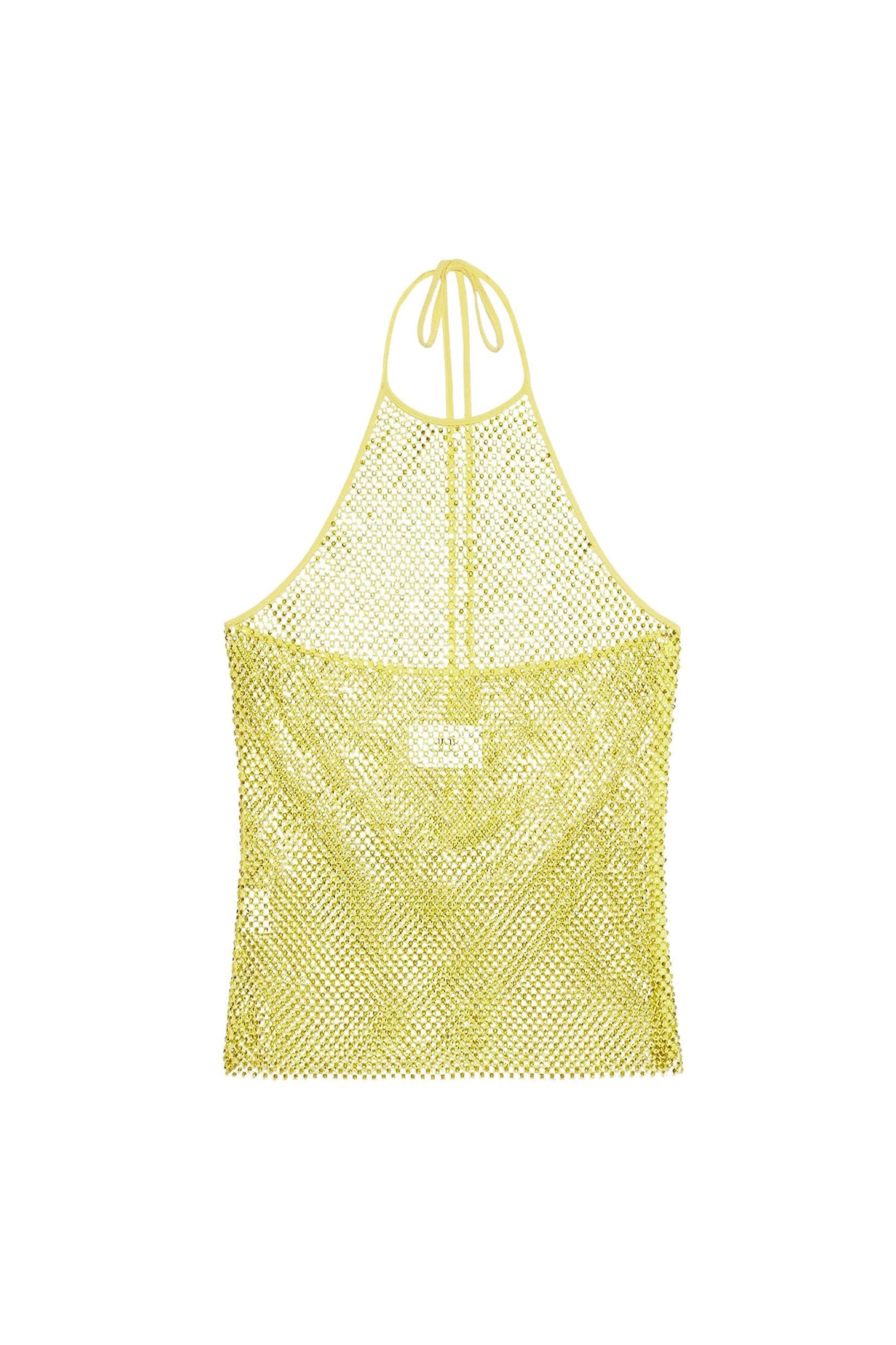 Débardeur dos nu à strass en resille - Pale Yellow