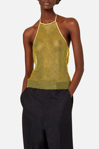 Débardeur dos nu à strass en resille - Pale Yellow