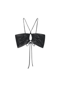 Brassière nouable en cuir - Black