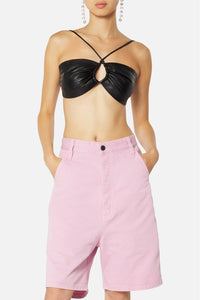 Brassière nouable en cuir - Black