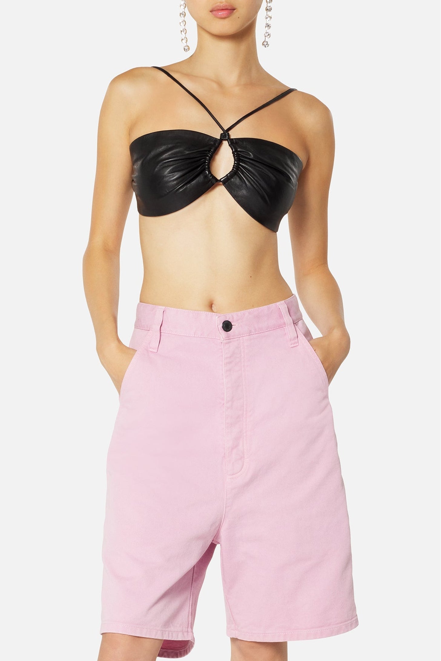Brassière nouable en cuir - Black