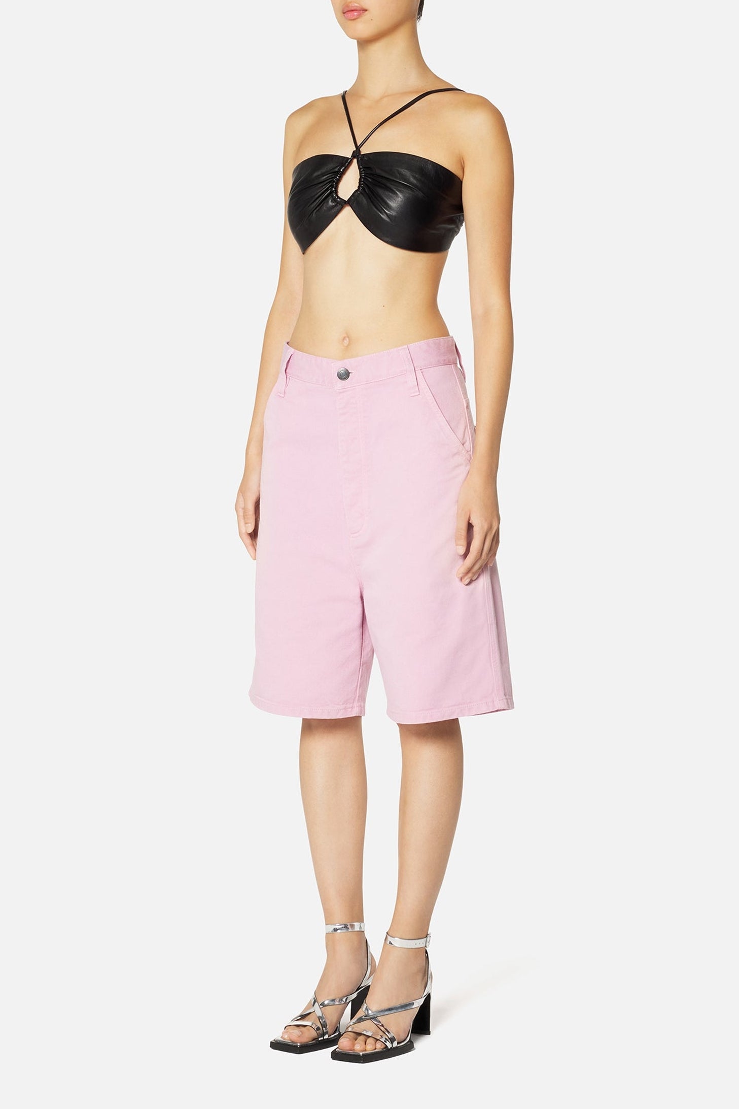 Brassière nouable en cuir - Black