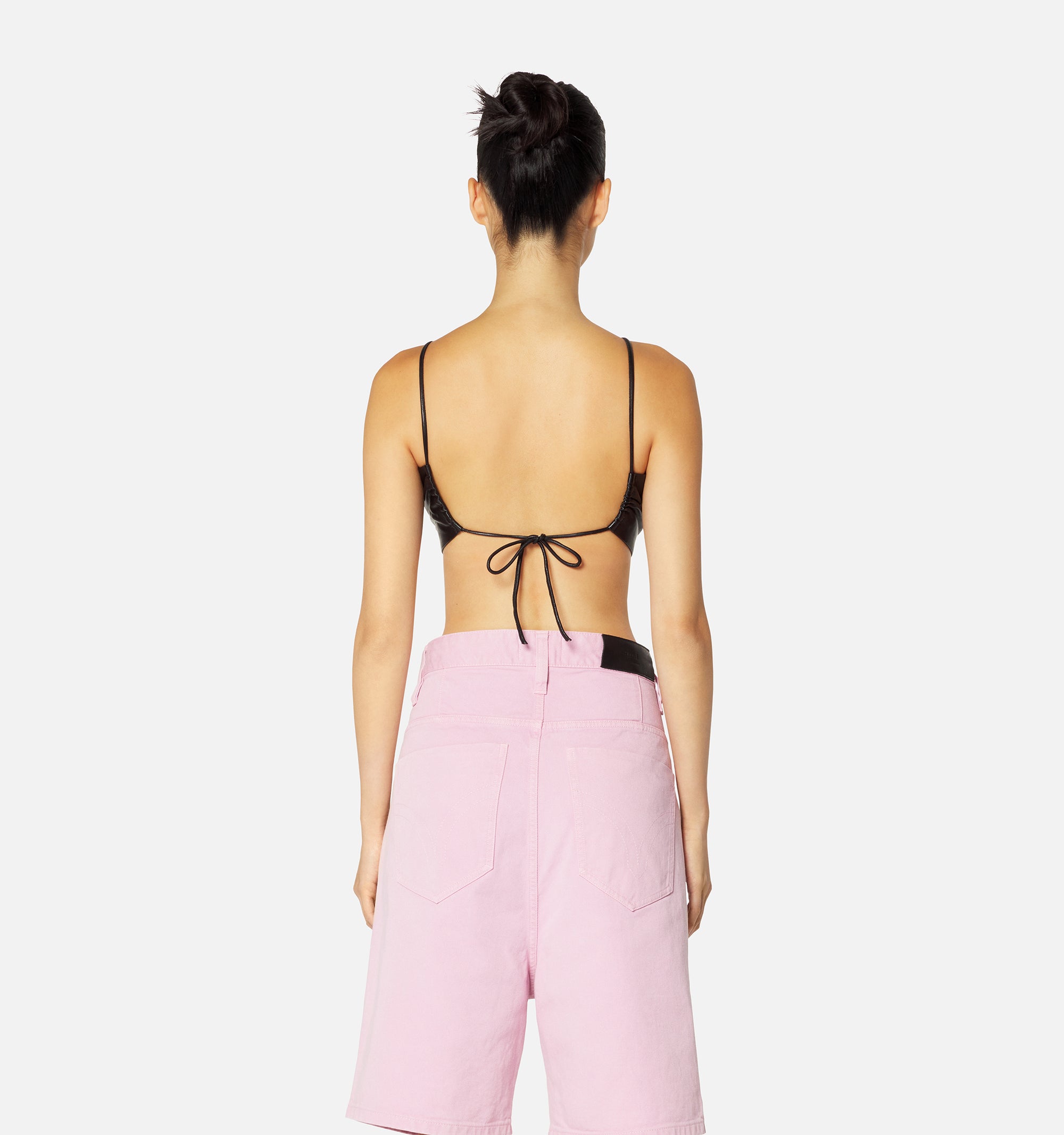Brassière nouable en cuir - Black