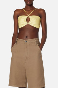Brassière nouable en cuir - Pale Yellow