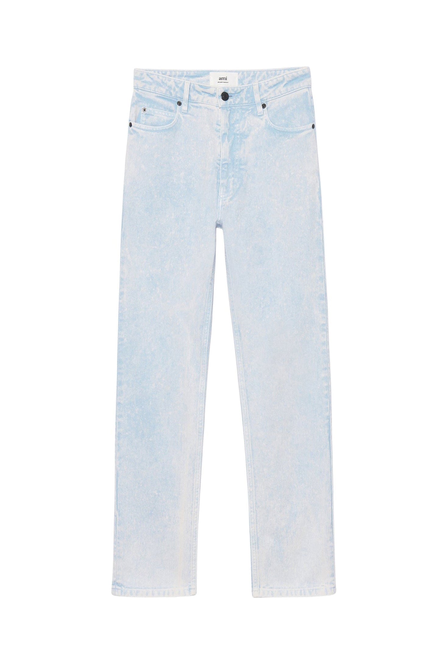Pantalon droit délavé en denim - Sky Blue