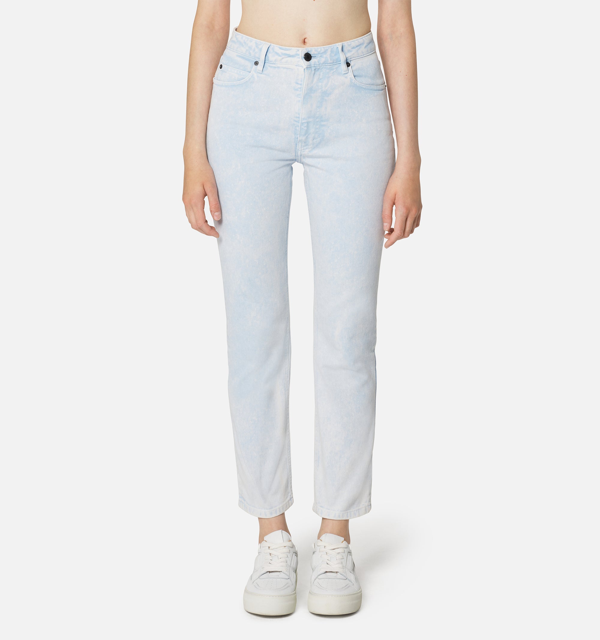 Pantalon droit délavé en denim - Sky Blue
