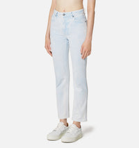 Pantalon droit délavé en denim - Sky Blue
