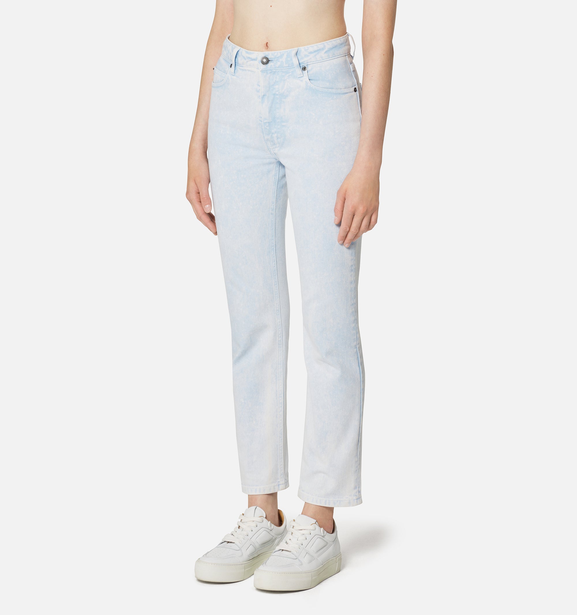 Pantalon droit délavé en denim - Sky Blue