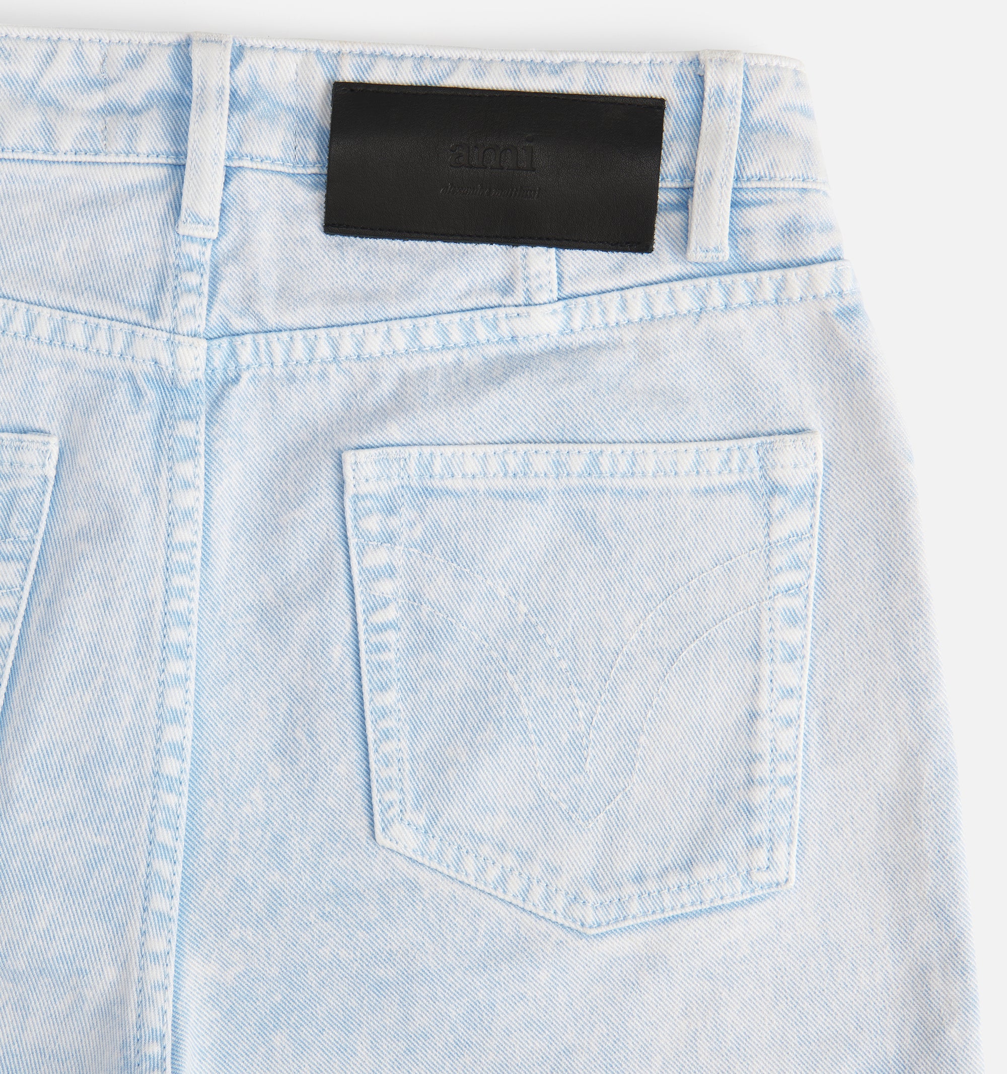 Pantalon droit délavé en denim - Sky Blue