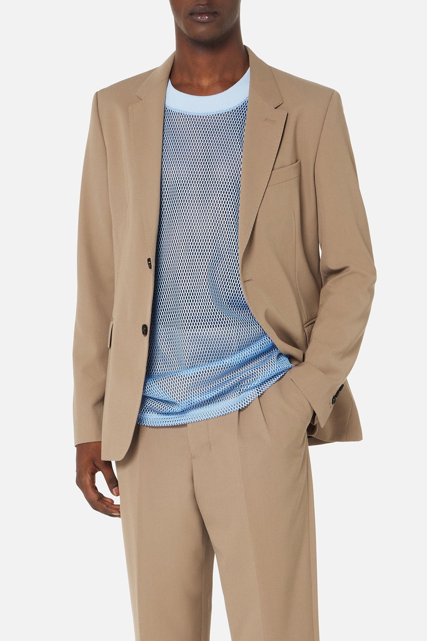 Blazer à boutons en laine mélangée - Taupe