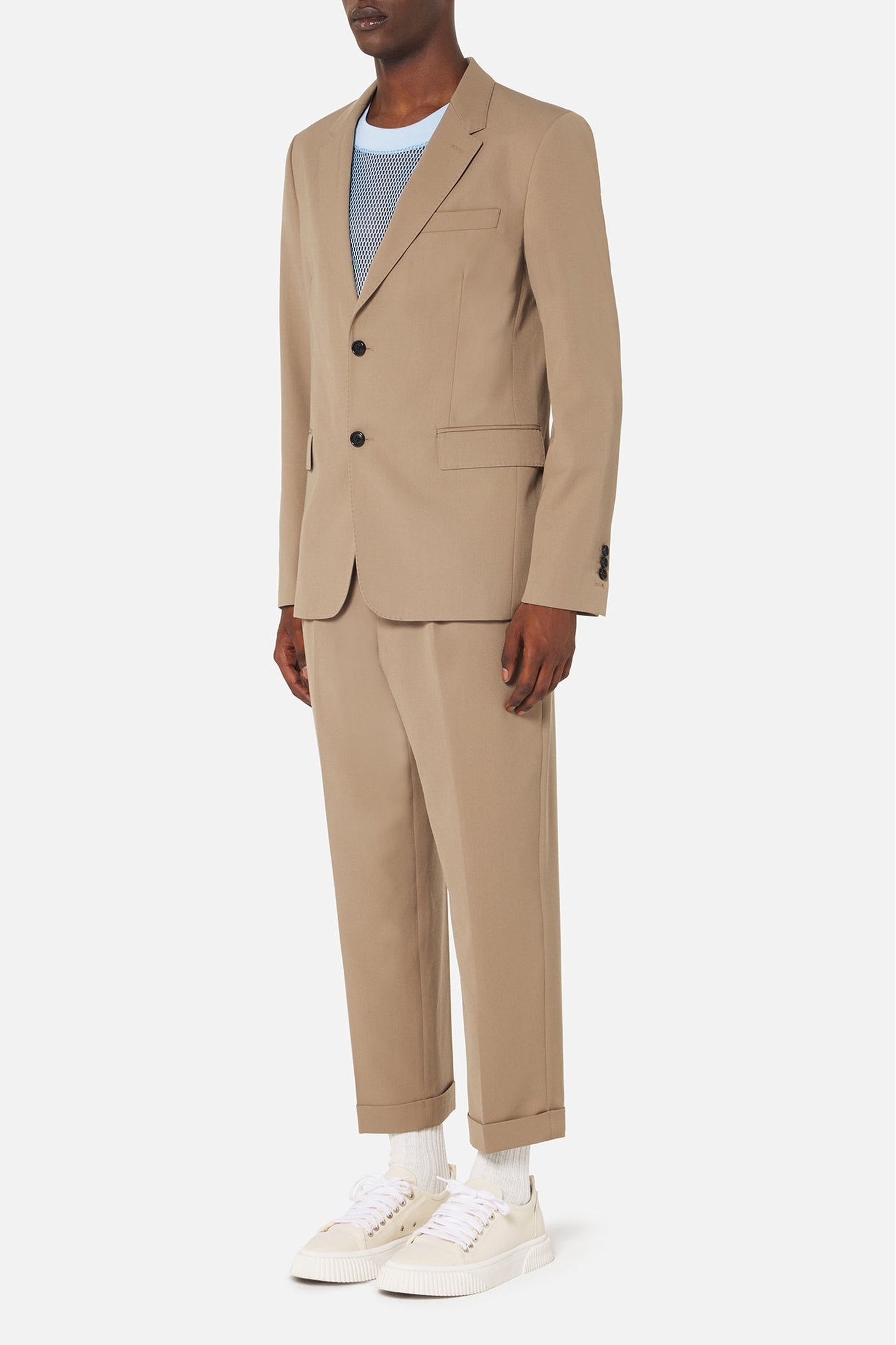 Blazer à boutons en laine mélangée - Taupe