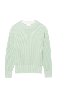 Pull à col rond en maille - Aqua & White