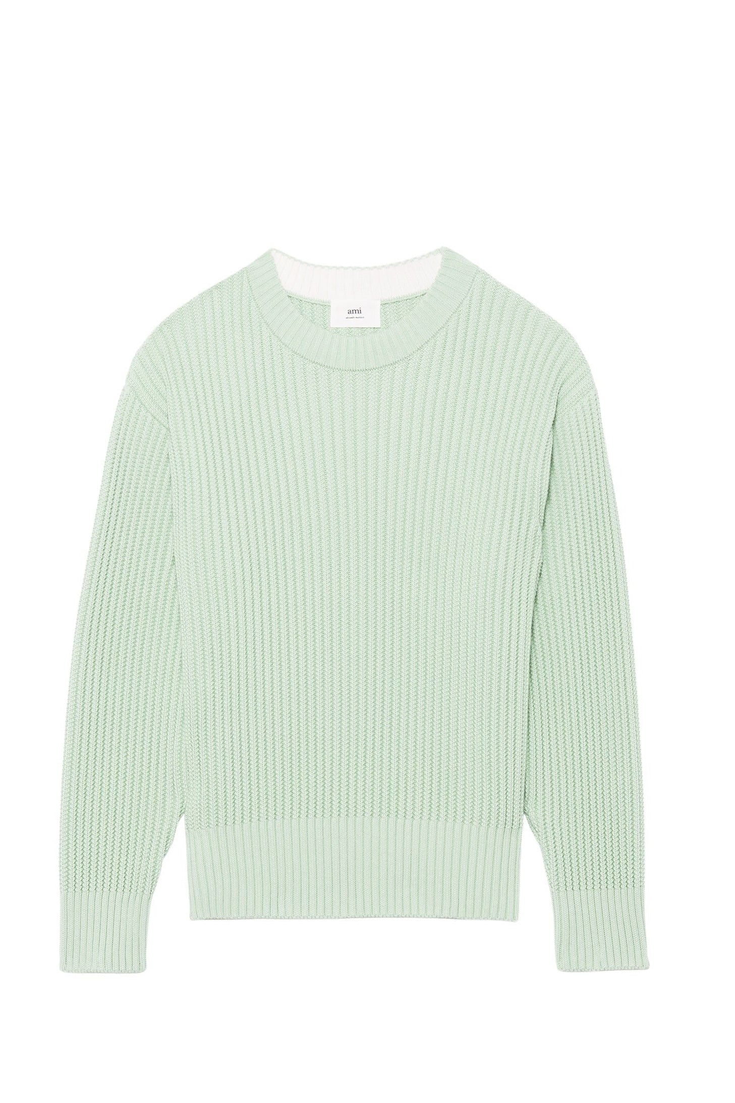 Pull à col rond en maille - Aqua & White