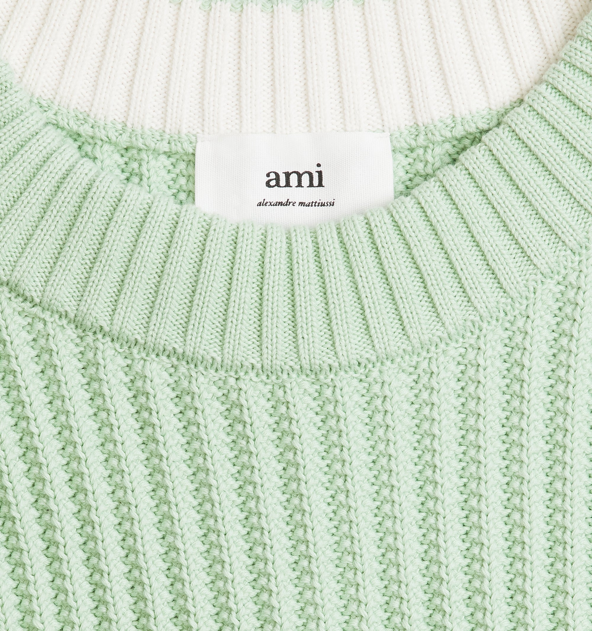 Pull à col rond en maille - Aqua & White