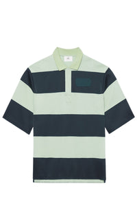 Polo oversize à rayures épaisses - Evergreen & Pale Green
