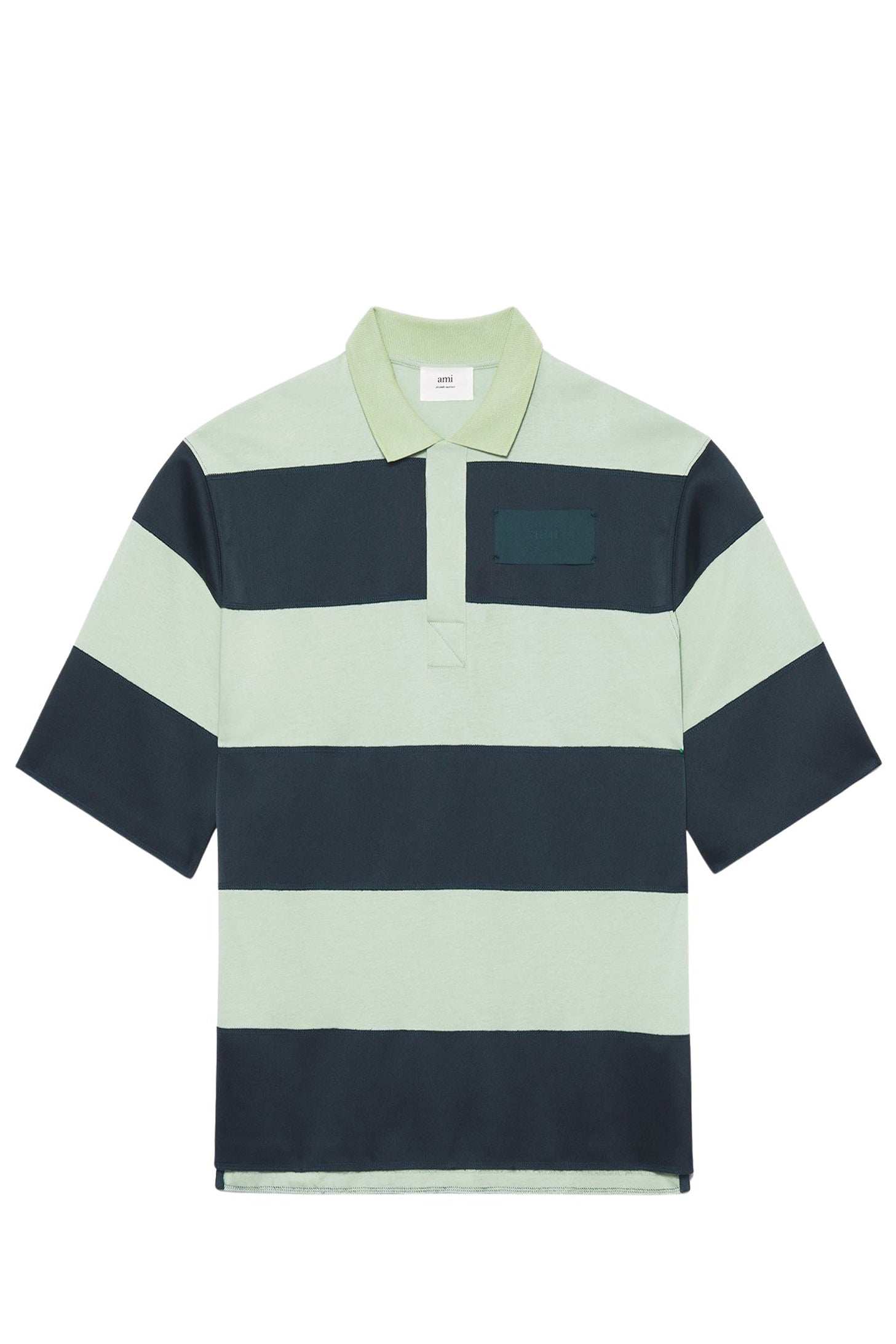 Polo oversize à rayures épaisses - Evergreen & Pale Green