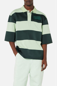 Polo oversize à rayures épaisses - Evergreen & Pale Green