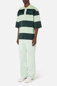 Polo oversize à rayures épaisses - Evergreen & Pale Green