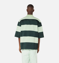Polo oversize à rayures épaisses - Evergreen & Pale Green