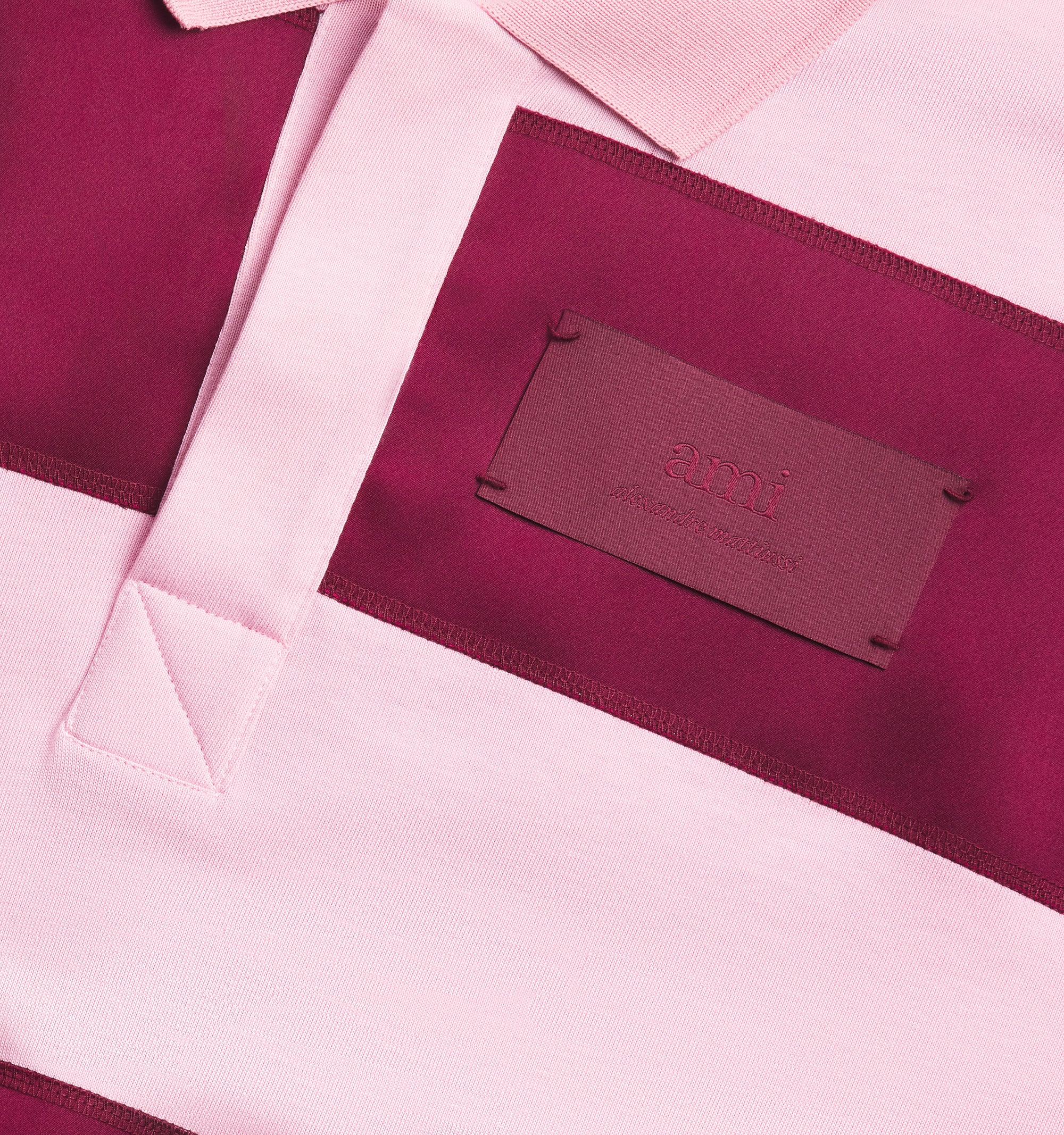 Polo oversize à rayures épaisses - Pale Pink & Bordeaux